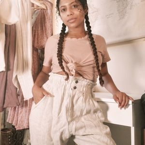 Rowie the Label Canvas Pants in Almond